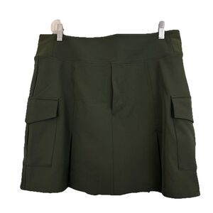 Athleta Endless High Rise Cargo Skort Size 14 Side Pockets Olive Green